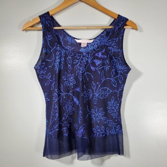 Victoria's Secret Floral Mesh Hem Cami Blue Size Small - Picture 8 of 8